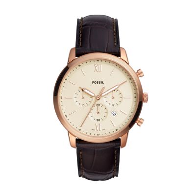 Neutra Chronograph Black Leather Watch - FS5452 - Fossil