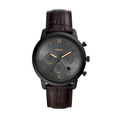 Neutra Chronograph Black Leather Watch - FS5503 - Fossil