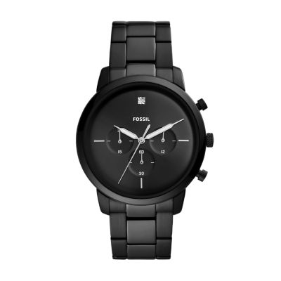 Black stainless steel fossil watch sale