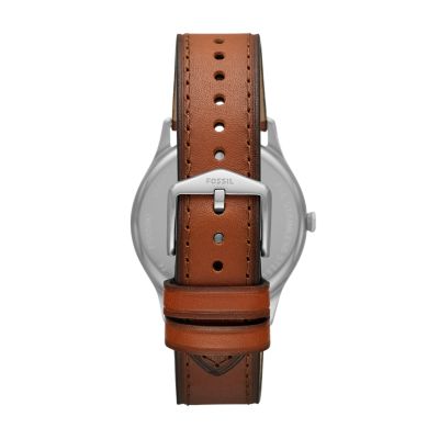 Forrester Three Hand Date Luggage Leather Watch FS5590 Fossil