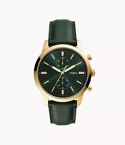 Townsman 44mm Chronograph Dark Green Leather Watch