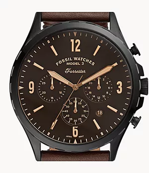 Forrester Chronograph Brown Leather Watch