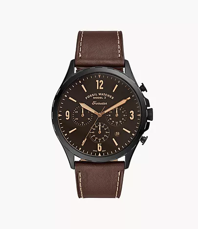 Forrester Chronograph Brown Leather Watch - FS5608 - Fossil