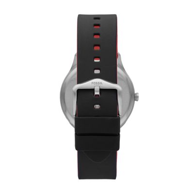 Forrester Three Hand Black Silicone Watch