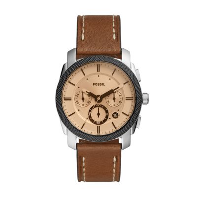 Machine Chronograph Brown Leather Watch FS5620 Fossil