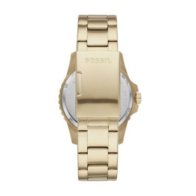 Fossil gold discount watch green face