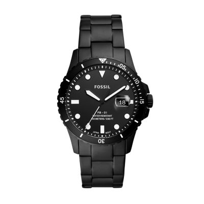 FB-01 Three-Hand Date Black Stainless Steel Watch - FS5659 - Fossil