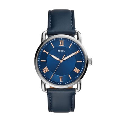 mens blue leather watch