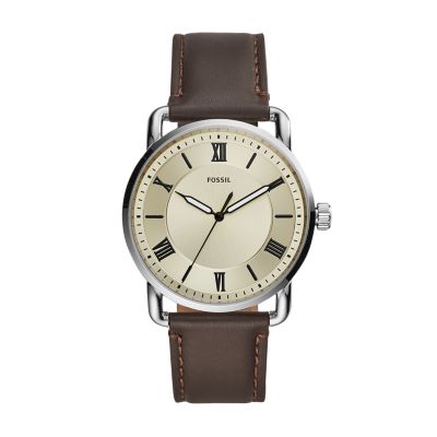 mm Brown - FS5663 - Leather Copeland Three-Hand Watch Fossil 42