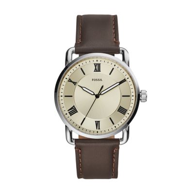 Copeland 42 mm Three Hand Brown Leather Watch FS5663 Fossil