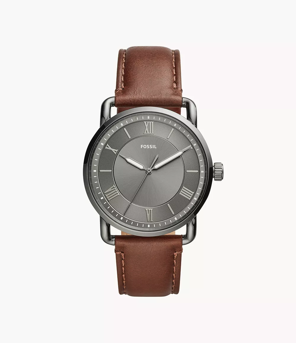 Copeland 42mm Three-Hand Brown Leather Watch - FS5664 - Fossil