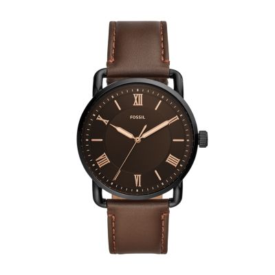 - Three-Hand Leather Copeland Watch Fossil - Brown 42mm FS5666