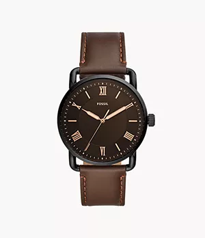 Copeland 42 mm Three-Hand Brown Leather Watch