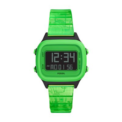 Retro Digital LCD Neon Green Nylon Watch FS5677 Fossil