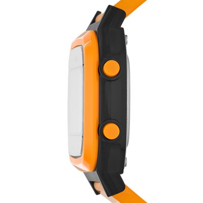 orange digital watch