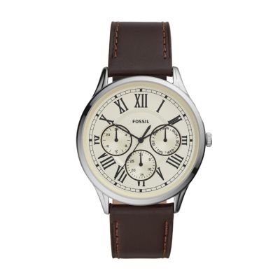 Pierce Multifunction Brown Leather Watch
