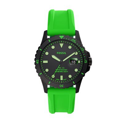 FB 01 Three Hand Date Neon Green Silicone Watch