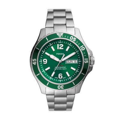 Green fossil 2025 watch men's