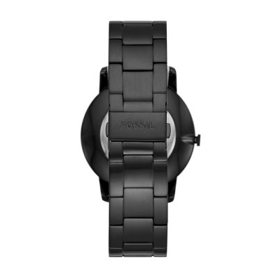 The Minimalist Three-Hand Black Stainless Steel Watch - Fossil