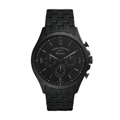 Forrester Chronograph Black Stainless Steel Watch   FS   Fossil