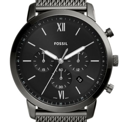 Montre Neutra chronographe en maille milanaise inoxydable anthracite