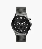 Montre Neutra chronographe en maille milanaise inoxydable anthracite