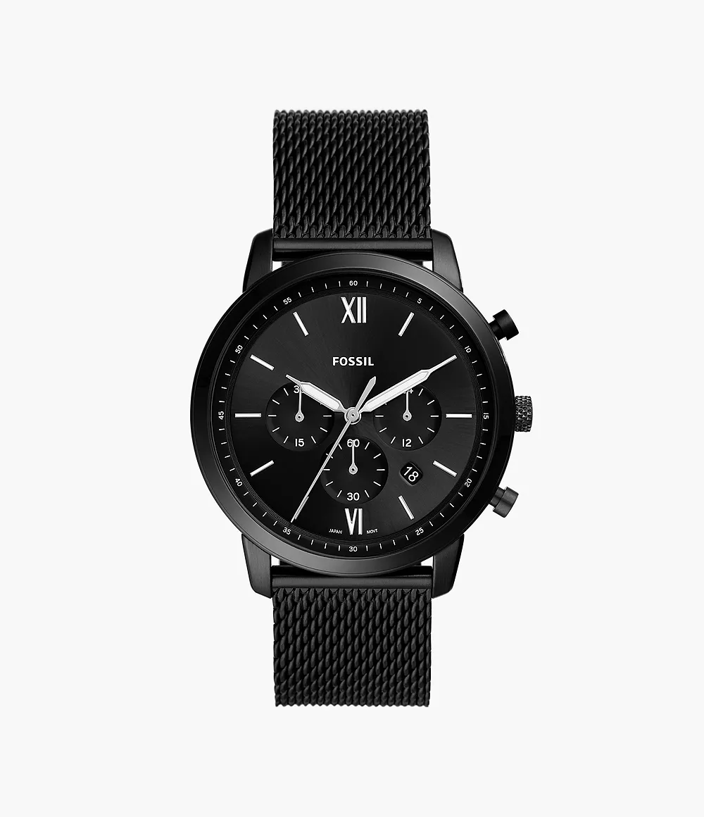 Image of Neutra Chronograph Black Stainless Steel Mesh Watch