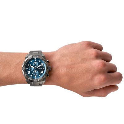 Relógio Masculino Cinza Fossil FS5711/1AN Cronógrafo Com Calendário Mensal  - Relógio Masculino Fossil FS5711/1AN Grafite Com Cronógrafo e Calendário  Mensal - FOSSIL