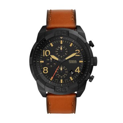 Leather - Fossil Bronson - Chronograph FS5714 Watch Luggage