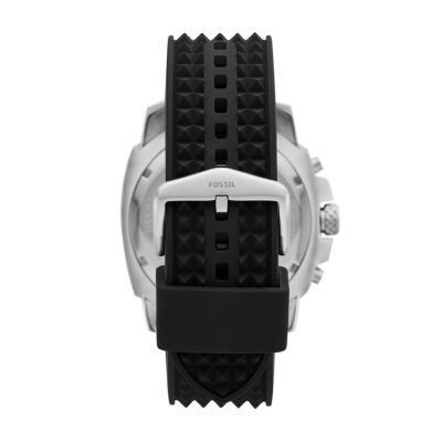 Fossil machine chronograph black best sale silicone watch