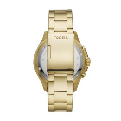Reloj Fossil FB-03 FS5729 Fecha Cronómetro Acero Inoxidable Dorado