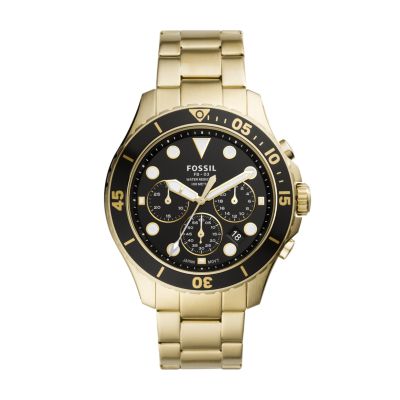 Gold and best sale black fossil watch