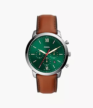 Montre chronographe Neutra avec bracelet en cuir brun bagage