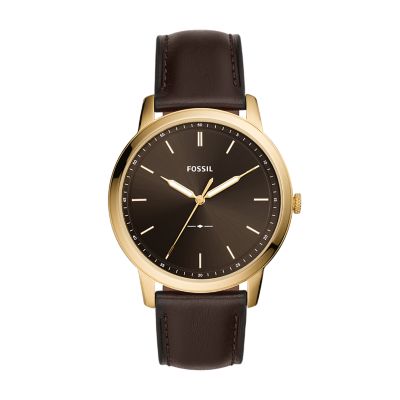

Fossil Homme Montre The Minimalist à trois aiguilles en cuir brune