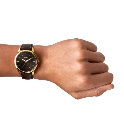 The Minimalist Three-Hand Brown Leather Watch - FS5756 - Fossil