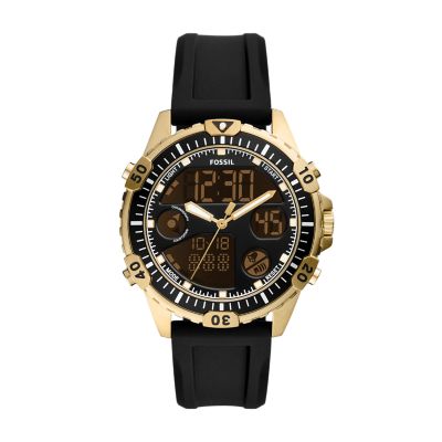 Garrett analogue-Digital Black Silicone Watch