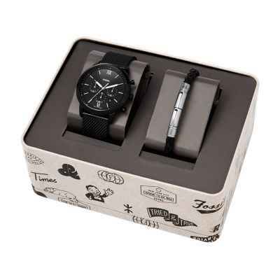 Coffret montre Neutra chronographe en maille milanaise inoxydable