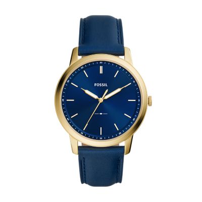 

Fossil Homme Montre The Minimalist à trois aiguilles en cuir bleu marine