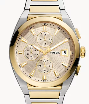 Montre chronographe avec bracelet en acier inoxydable bicolore Everett