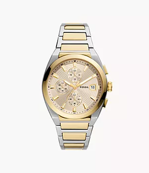 Montre chronographe avec bracelet en acier inoxydable bicolore Everett