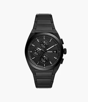 Everett Chronograph Black Stainless Steel Watch