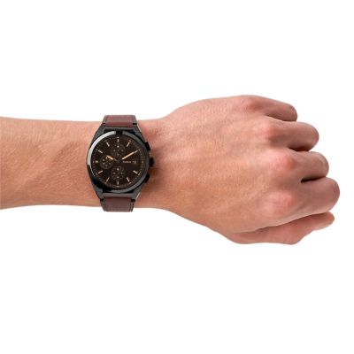 Everett Chronograph Brown LiteHide™ Leather Watch - FS5798 - Fossil