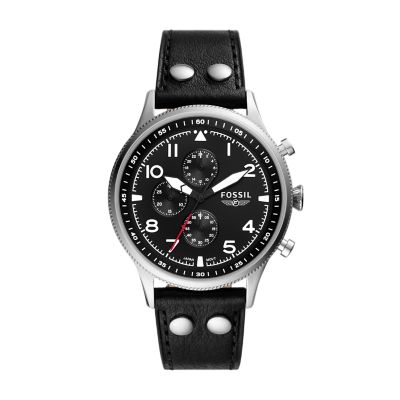 

Fossil Homme Montre chronographe Retro Pilot en cuir écoresponsable noire