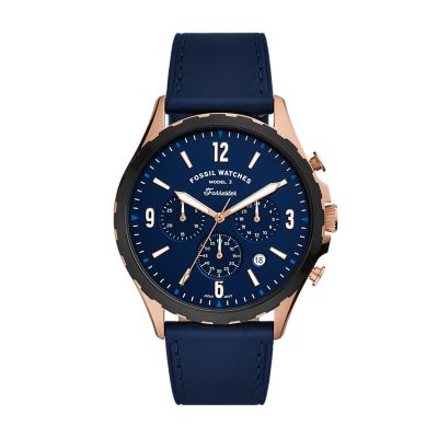 Forrester Chronograph Navy Leather Watch - FS5814 - Fossil