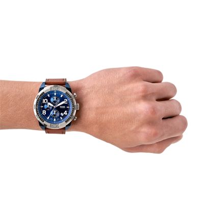 FS5829 Watch - - LiteHide™ Bronson Fossil Leather Chronograph Luggage