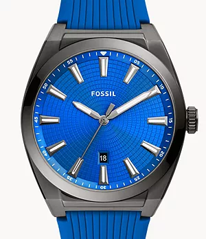 Everett Three-Hand Date Blue Silicone Watch