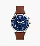 Retro Pilot Chronograph Brown Eco Leather Watch