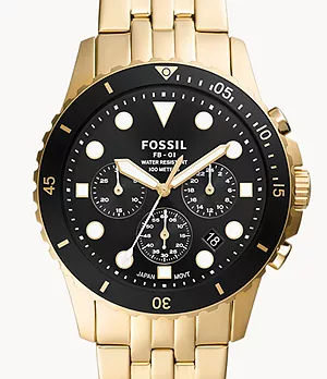 Cronografo FB-01 con bracciale in acciaio color oro