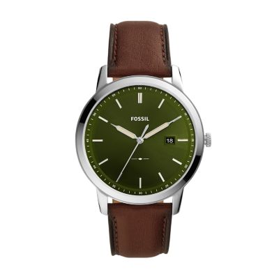 

Fossil Homme Montre The Minimalist à alimentation solaire en cuir écoresponsable marron