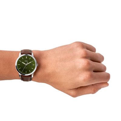 The Minimalist Solar-Powered Dark Brown LiteHide™ Leather Watch